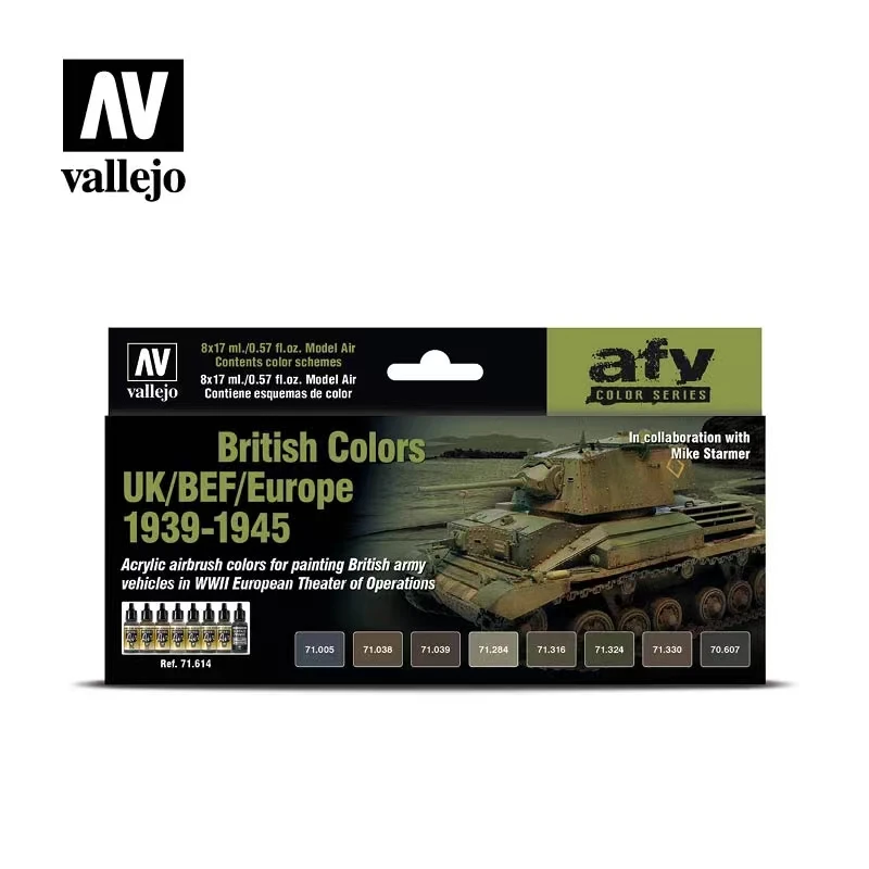 

Vallejo AV environmental protection spraying water-based paint model coloring 71614 British tank vehicle color suit 8 * 17ml