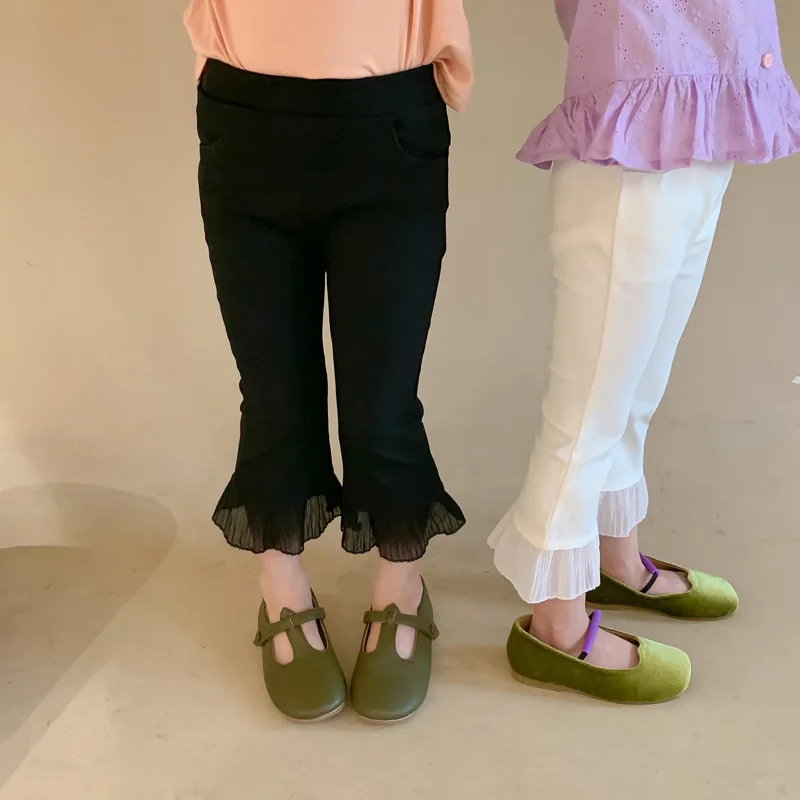 

2022 Summer New Children Wear Baby Girls Korean Leisure 2-Color Lace Flared Pants
