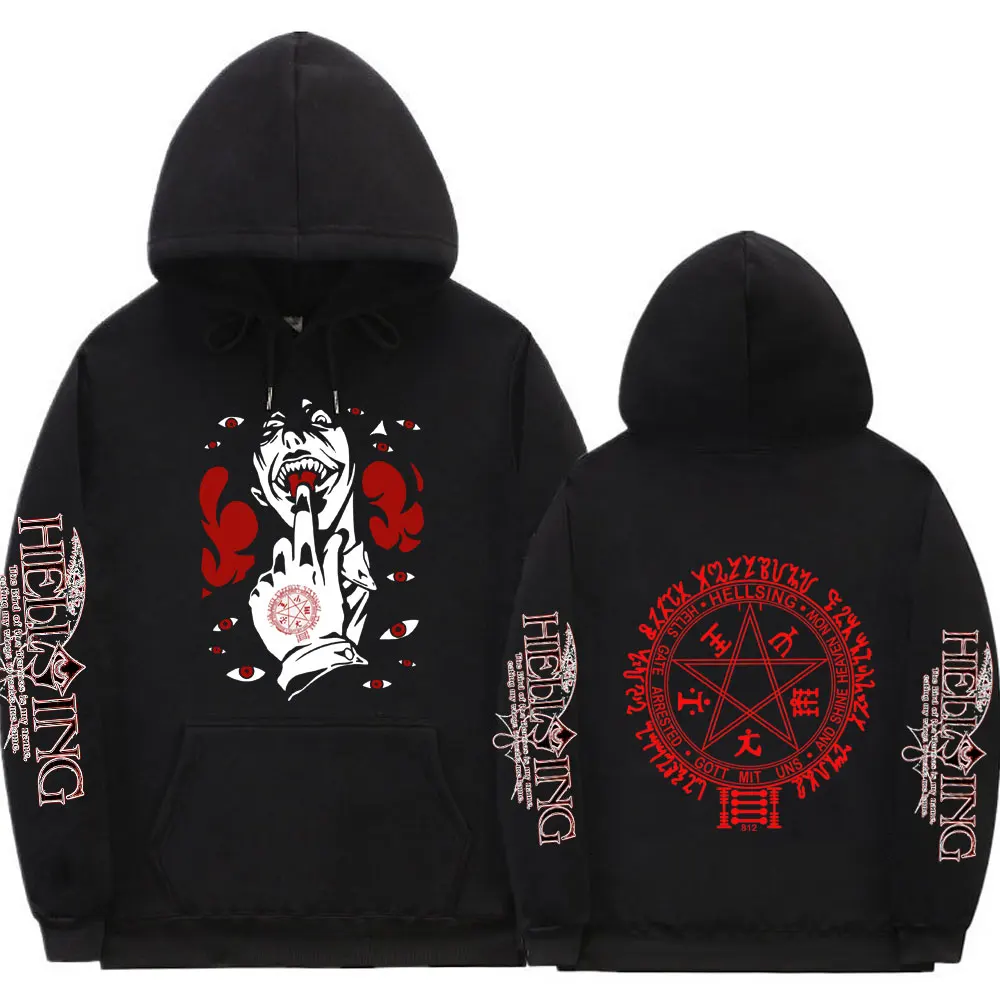 

Hellsing Anime Alucard Vampire Hunter Double Sided Print Hoodie Original Graphics Hoodies Men Women Loose Sweatshirt Streetwear