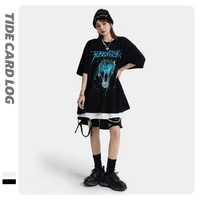 2022 unisex loose oversized cotton t shirt casual couple summer wear ins bulb print crew neck tees men clothing