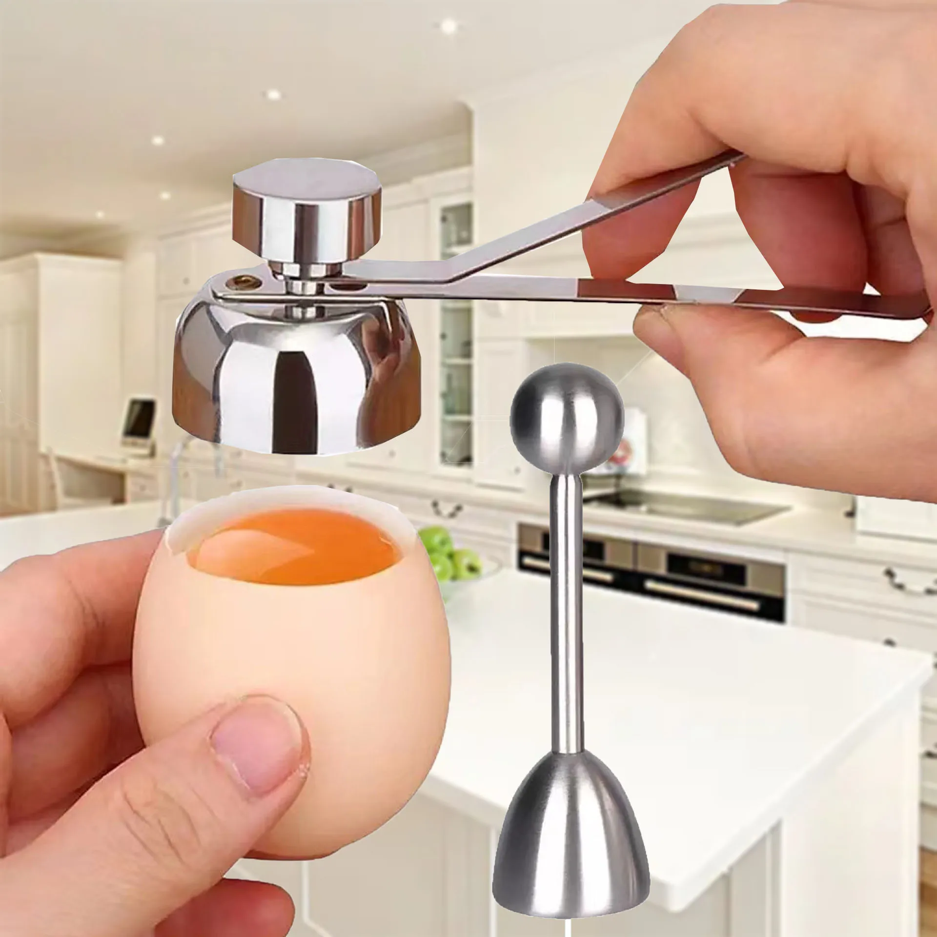 

Eggshell Opener Metal Egg Scissors Eggshell Cutter Double Head Egg Topper Shell Opener Boiled Raw Egg Creative Kitchen Gadgets