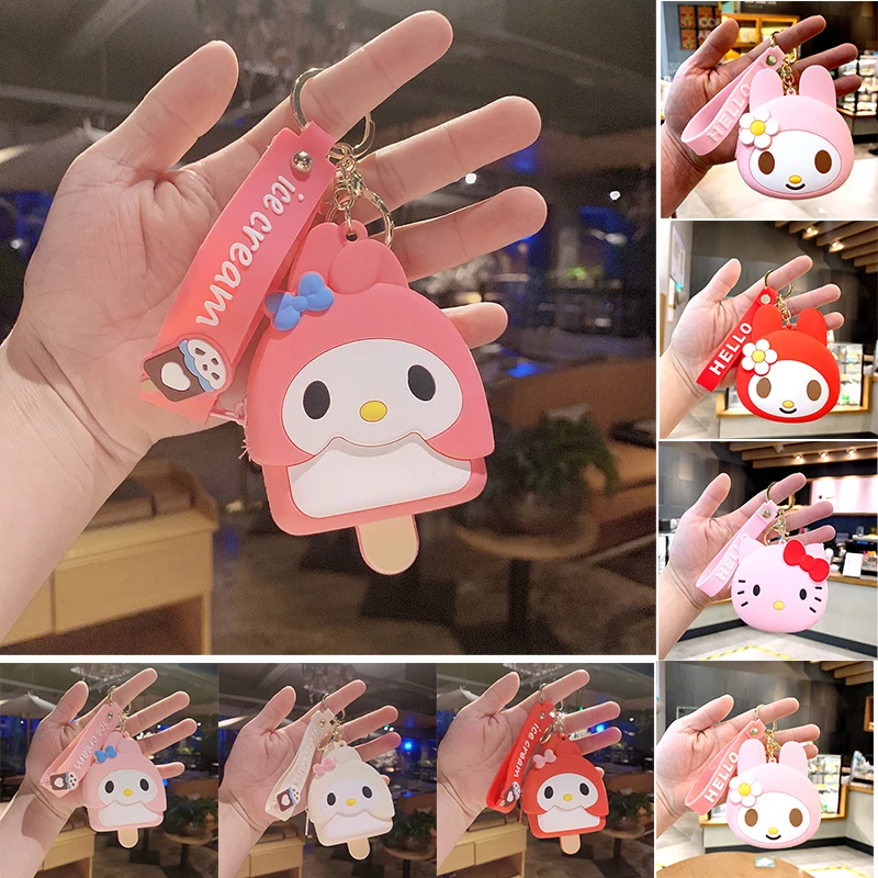 

Кошелек Kawaii из аниме Sanrioed Melody Kt Cat, силиконовый брелок, забавная мультяшная кукла, сумка, украшение, подвеска, аксессуары, подарок для девушки