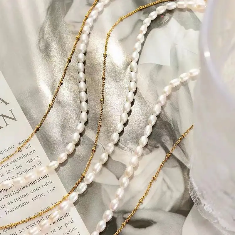 

Women's Double layer Necklace Pearl Necklace Ins Wind Elegant Retro Lock Chain Waterproof Fashion Party Jewelry Wholesale