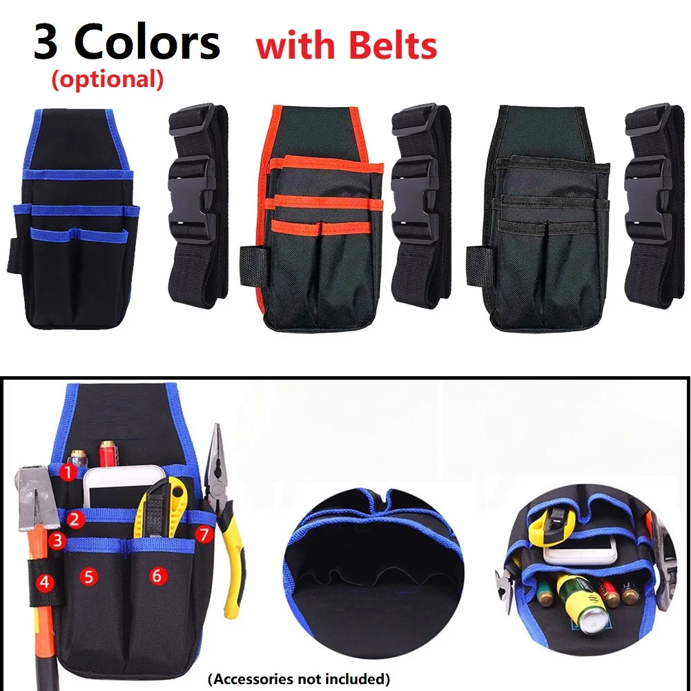 7 In 1 Nylon Fabric Tool Bag With Belt Screwdriver Holder Tools Bags Multi Pocket Pouch Pack Tools Storage Container