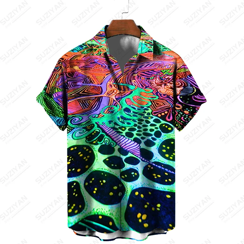 

Shirt Men Mens Clothes Buttons Summer Short Sleeve Stand Collar Korean Version Plants Short-Sleeved Graphic New Arrivals