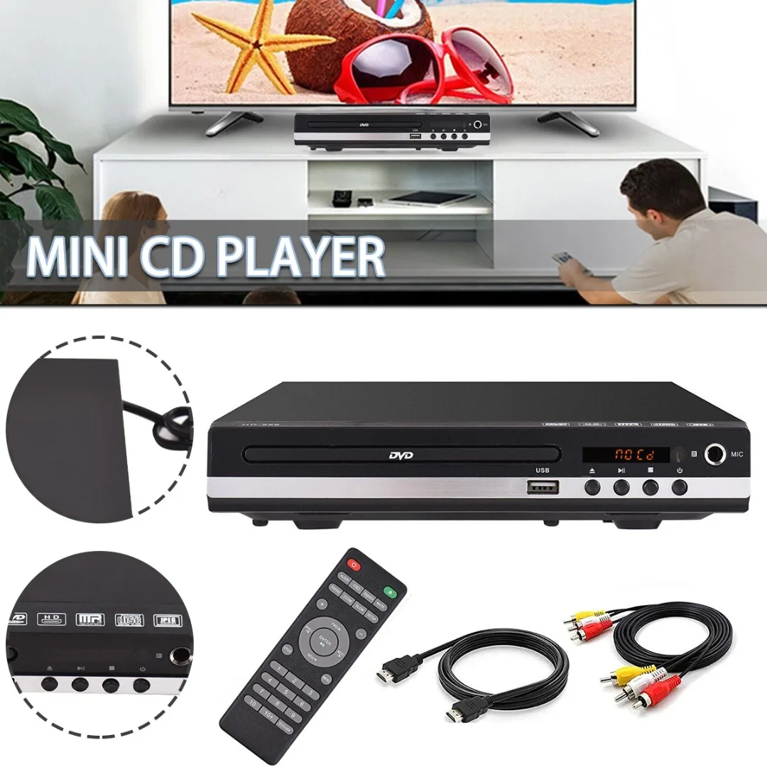Mayitr 1 set USB 2.0 Port Portable DVD Player Compact Multi Region DVD SVCD CD U Drive Disc Playe For TV Projector Home Theater