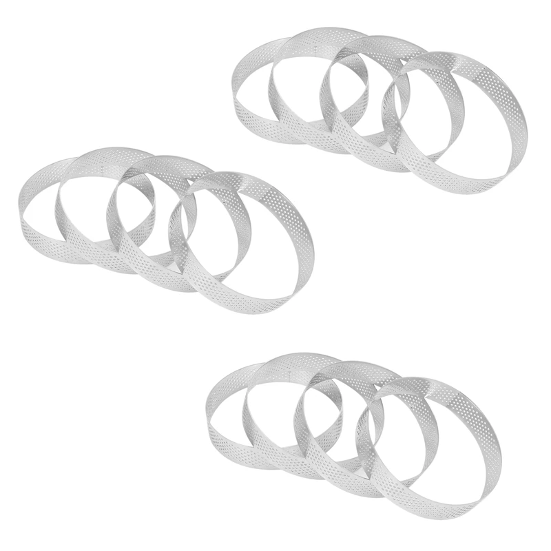 

12 шт. круговое пористое кольцо для пирога, нижняя башня, форма для пирога, инструменты для выпечки, Термостойкое ПЕРФОРИРОВАННОЕ кольцо для пирога и мусса, 10 см