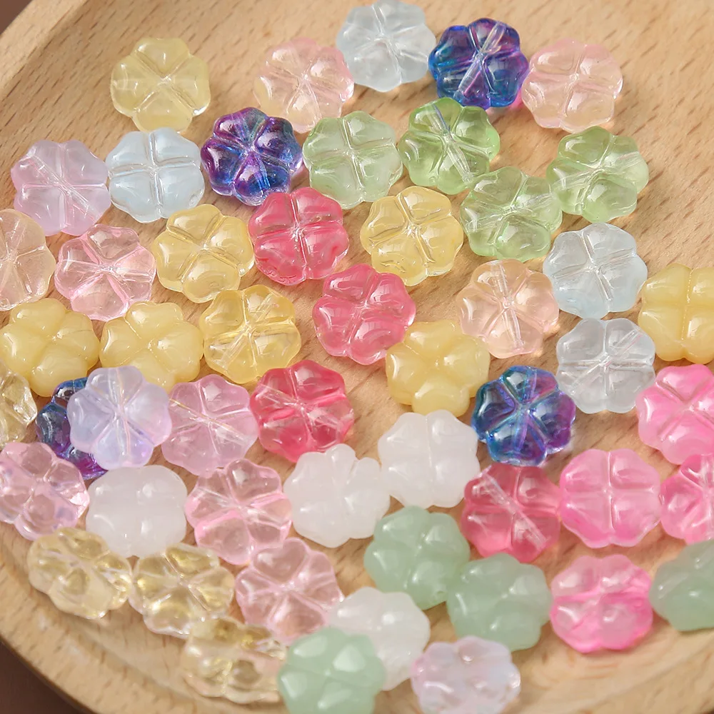 

20pcs/lot 10mm Czech Lampwork Crystal Flower Spacer Beads Clover Loose Beads For DIY Necklace Jewelry Making Supply Accessories