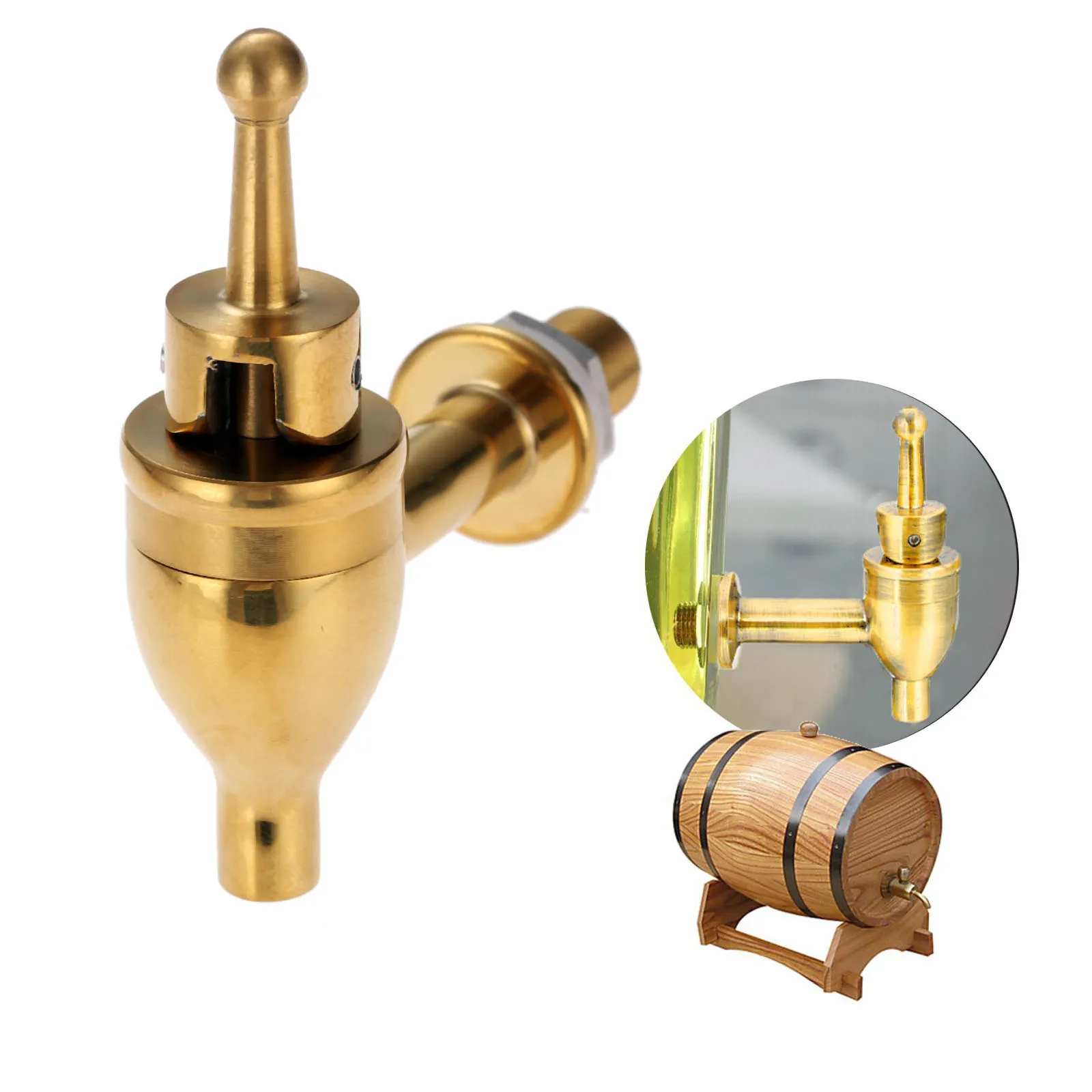 

1Pc 7.6*7.2cm Brass Drink dispenser Spigot/Faucet With Gasket Rust-proof Domestic Liquor Beer Wine Barrel Tap for Beer Brewing