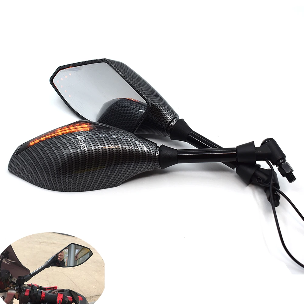 

Universal 10mm Motorcycle Rearview Mirrors With LED Turn Signal Integrated For YAMAHA MT01 MT03 MT-07 MT-09 FZ07 FZ09 MT10 MT25