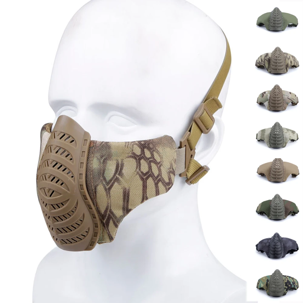 

Tactical Half Face Mask Airsoft Paintball Protective Adjustable Mesh Lower Face Mask Military Hunting Outdoor CS Game Masks