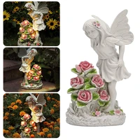 resin angel statue ornament garden sculpture with led solar light for home living room outdoor decoration 2022 newest