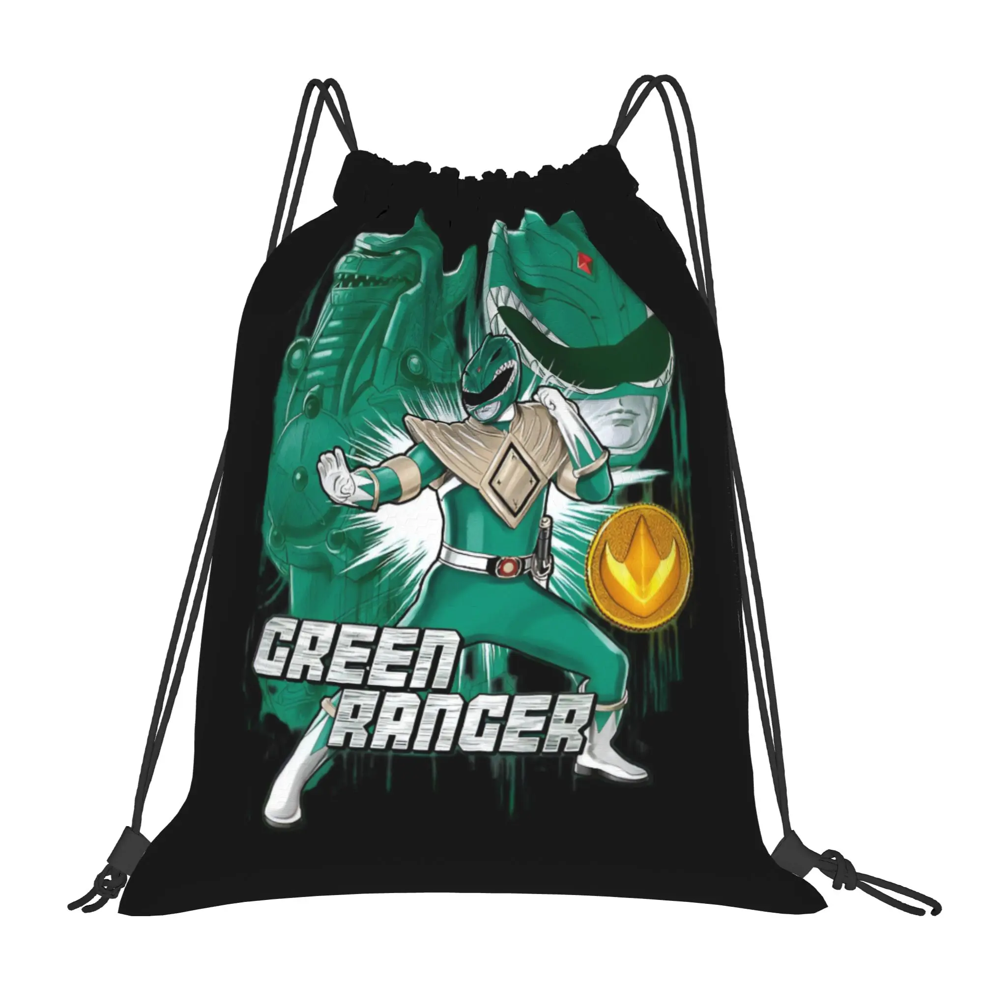 Фото Рюкзаки-мешки Custom Poweres Anime Rangerses на шнурке для мужчин и женщин, легкие, для спортзала, спорта, покупок №1