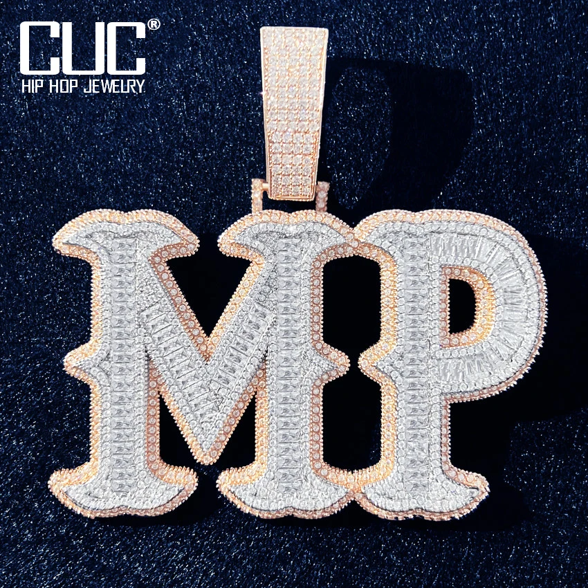 CUC Hip Hop Jewelry Custom Zircon Letters Name Pendant Make Number Necklace Solid Back Chain Rock Street