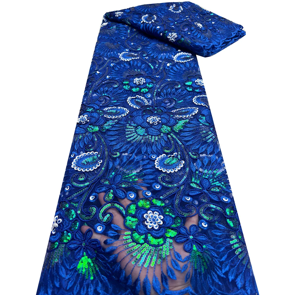 Высококачественная французская сетчатая кружевная ткань 2024 африканская с