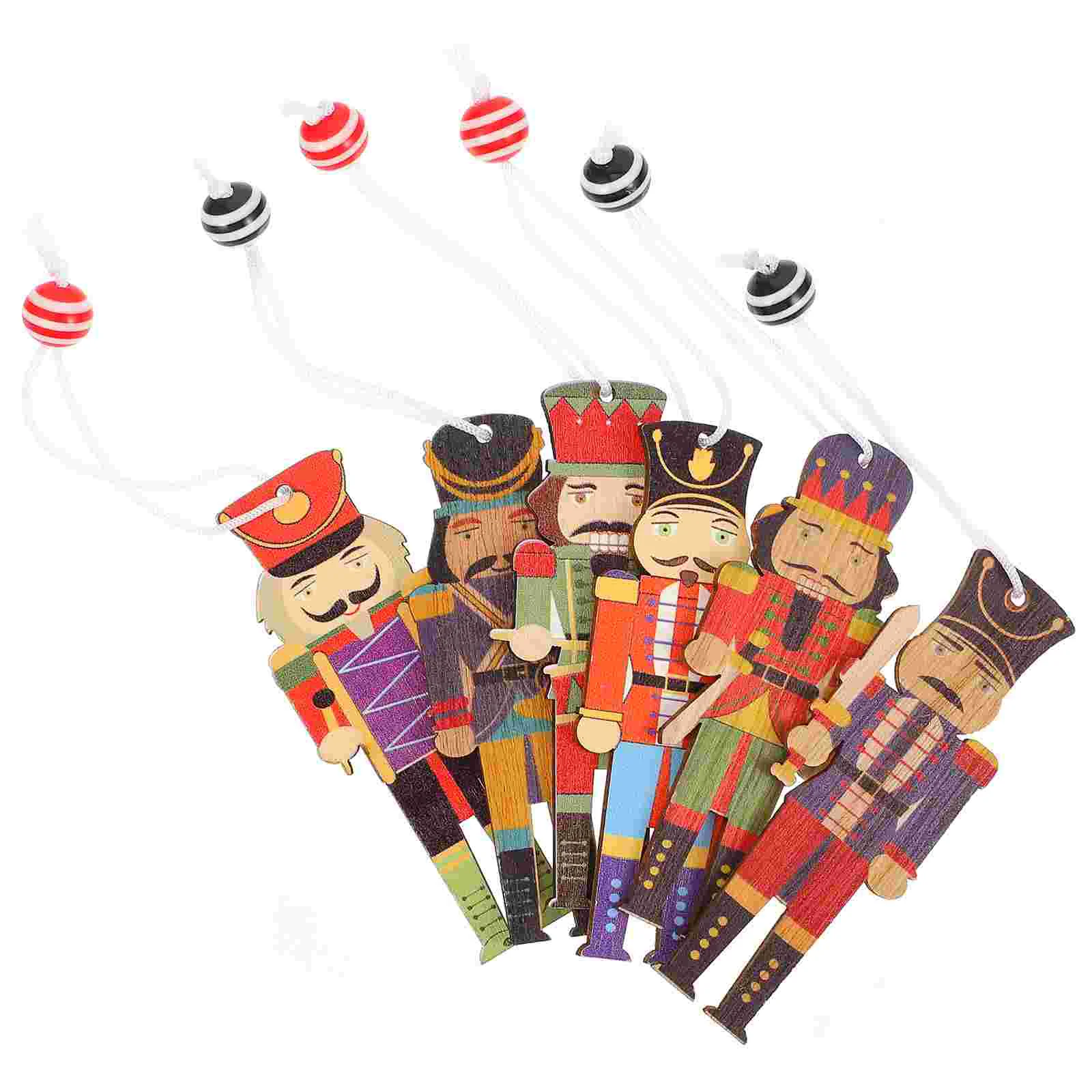

Christmas Nutcracker Wooden Pendantsoldiers Figures Festival Hanging Slices Soldier Colored Decorative Decortree Decoration