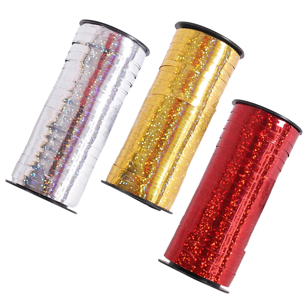 

3 Rolls Curling Ribbon Shiny Metallic Balloon Ribbons String Ribbon for Party Craft Festival Wrapping