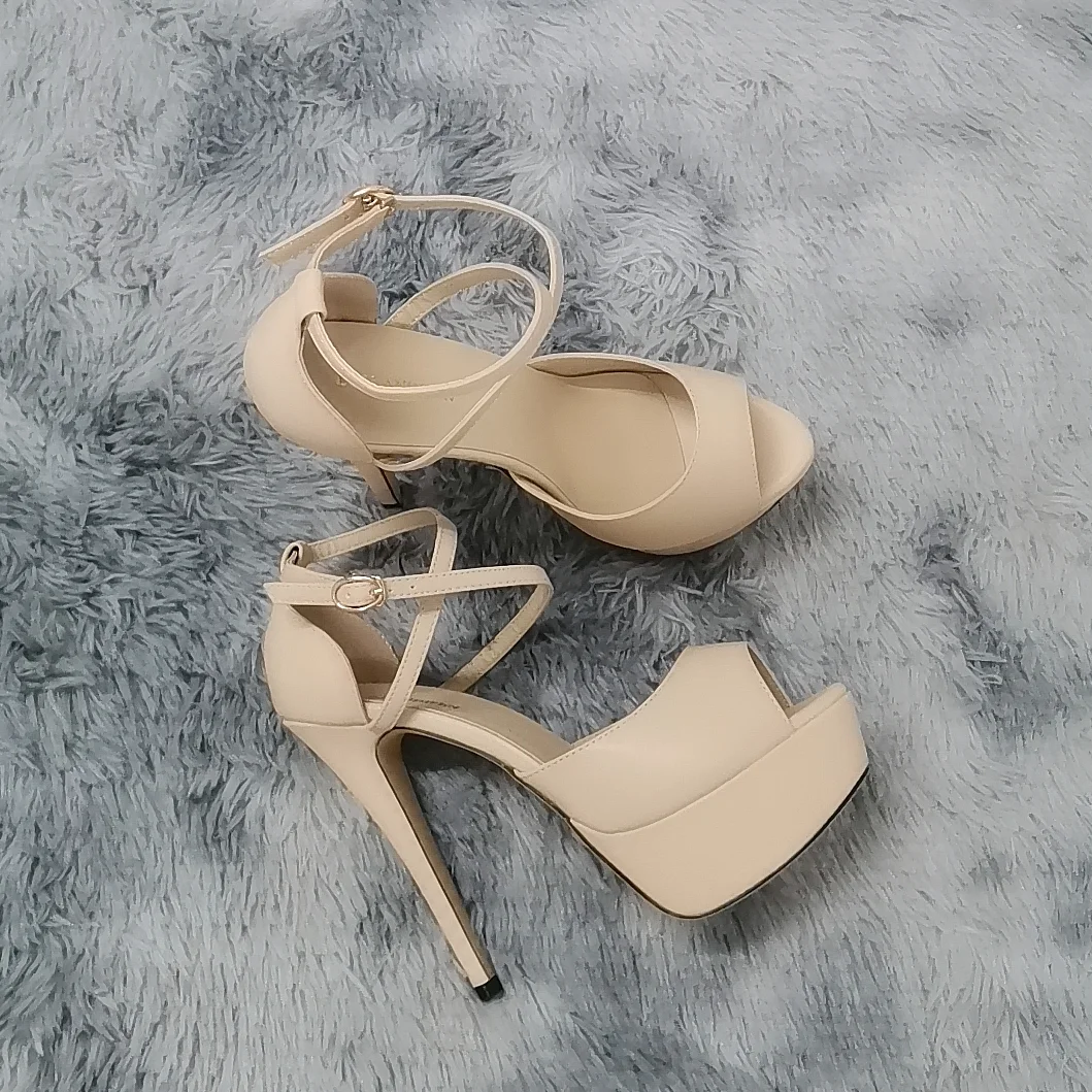 Сандалии женские на платформе 14 см Босоножки с открытым носком матовая кожа