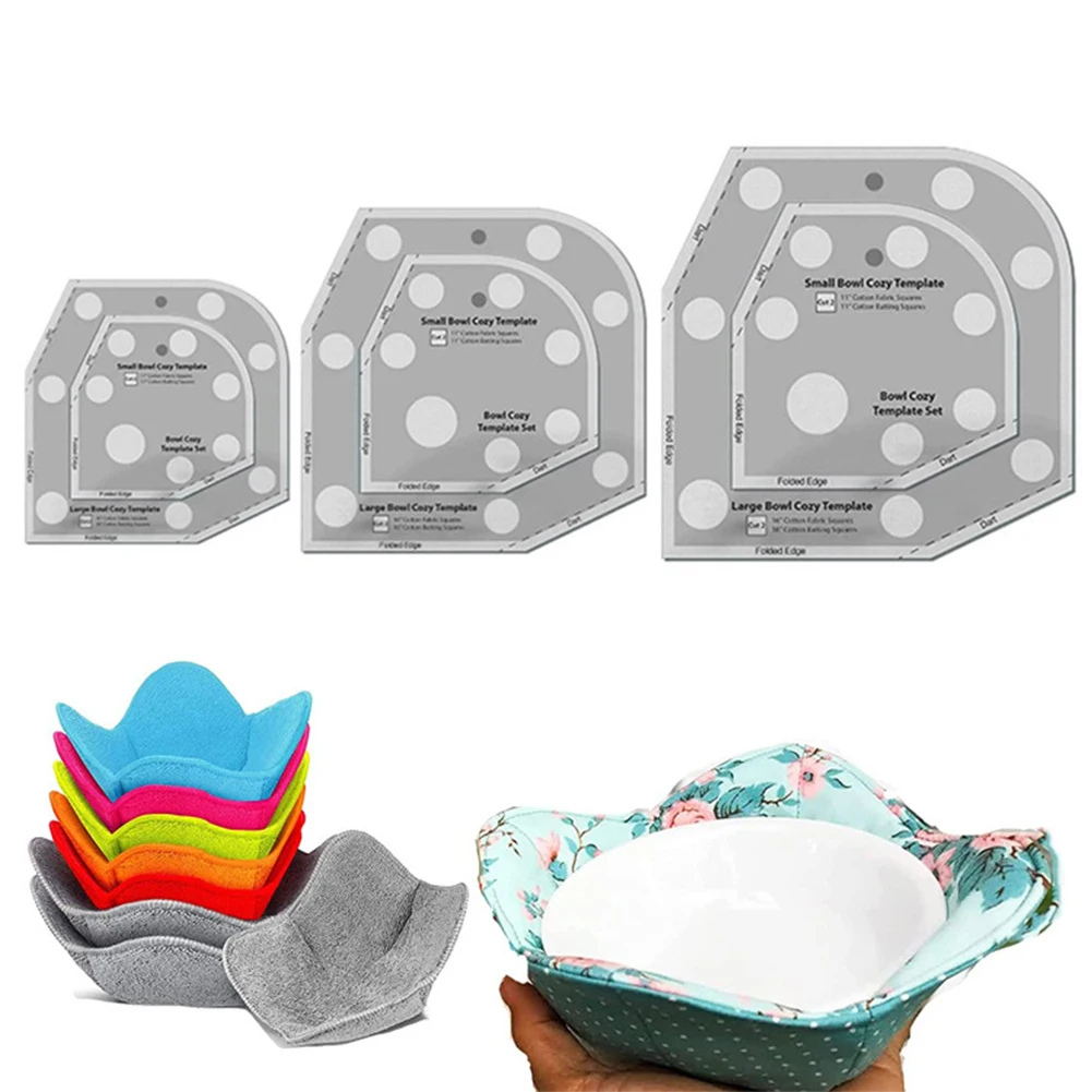 

3 шт., прозрачный акриловый трафарет, линейка для резки, миска, уютный набор шаблонов, лоскутное шитье, квилтинг, рукоделие, домашняя кухня дл...