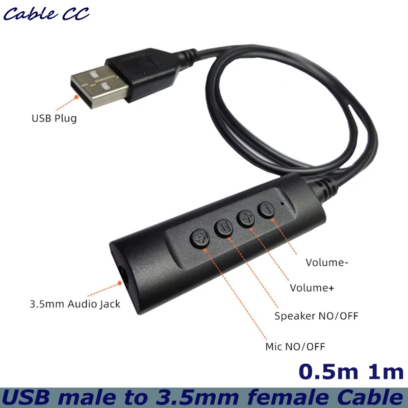 

With Switch Control USB Single-hole Sound Card Headset Microphone Two-in-One Notebook Desktop Computer External Converter 3.5mm