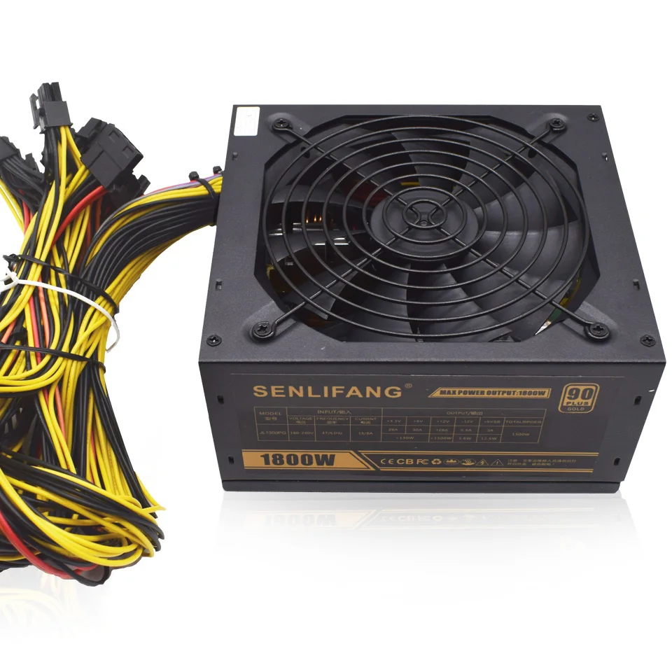 

8 GPU Miner Case 1800W Ethereum Miner Power Supply For Bitcoin Miners support 6 graphics Card New 6 SATA Interface Mining Power