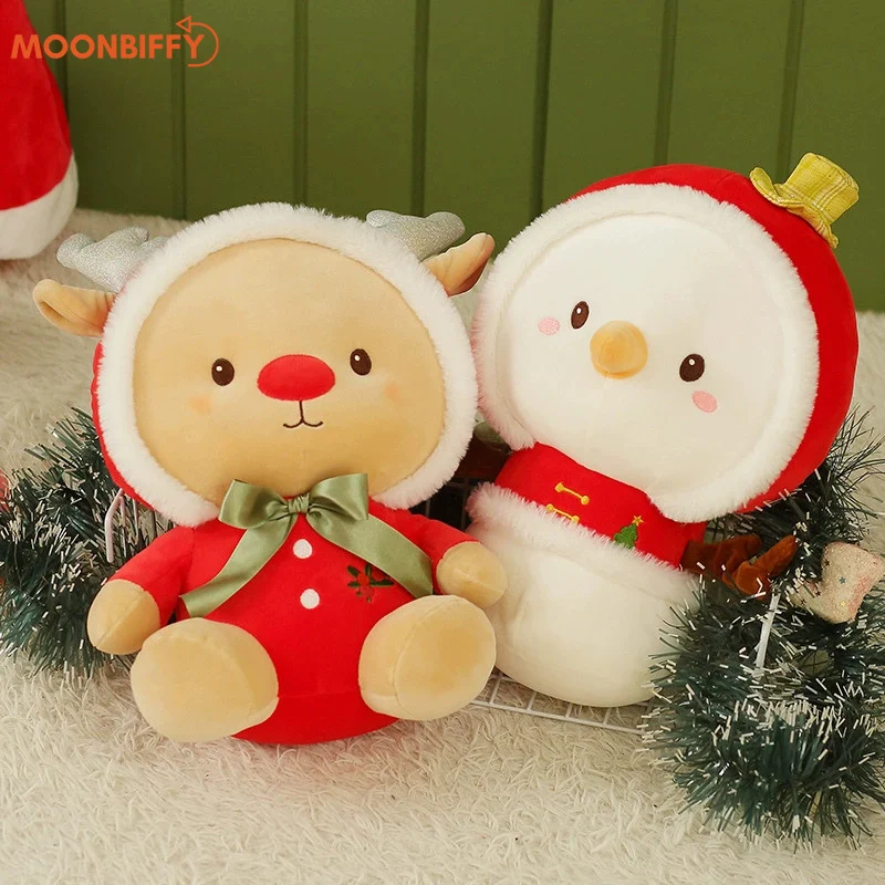 

30cm Kawaii Soft Stuffed Fluffy Elk Xmas Gift Dolls Xmas Snowman Home Decor Plush Deer Toys Children Birthday for The Love Of