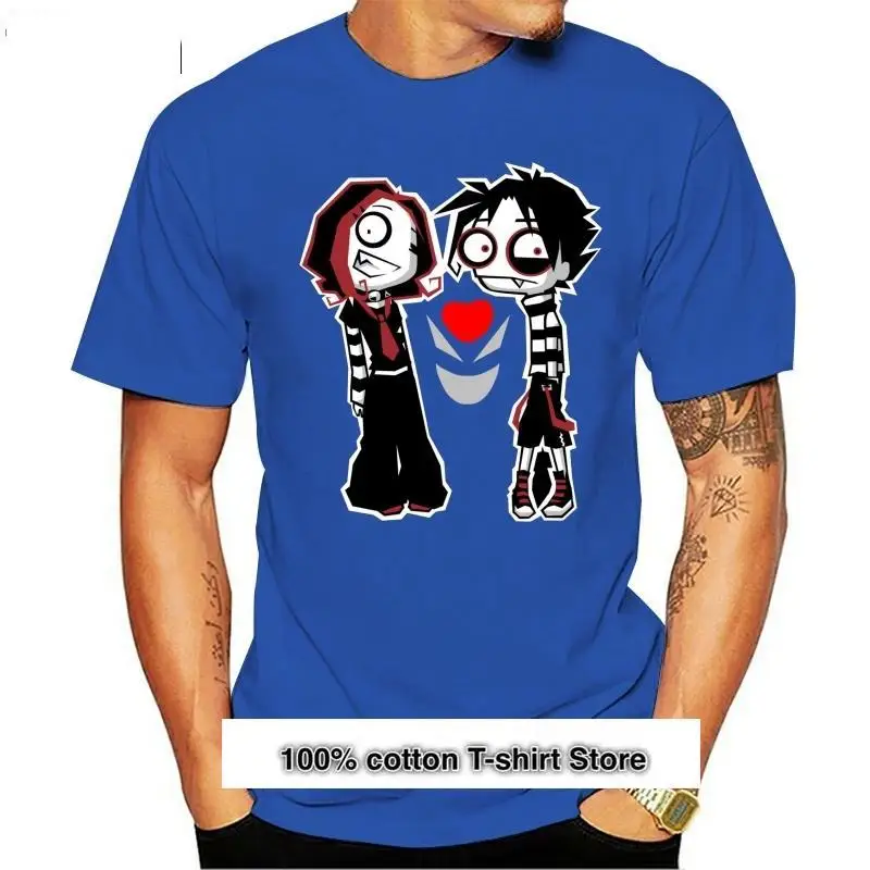 

Camiseta de dibujos animados Emo para hombre y mujer, ropa masculina, negra