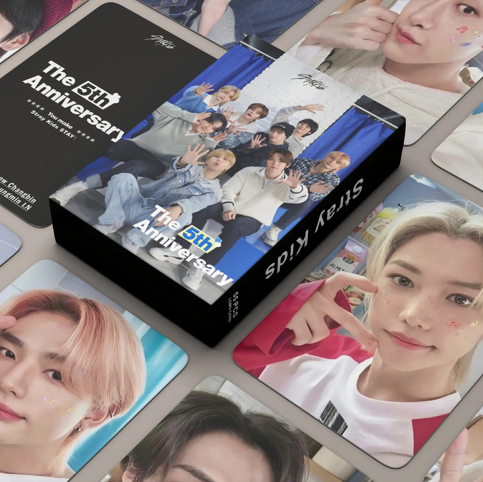 

55Pcs/Set Kpop Stray Kids Photocards 2023 5th Anniversary Lomo New Album Straykids Photo Card Postcard for Fans Collection