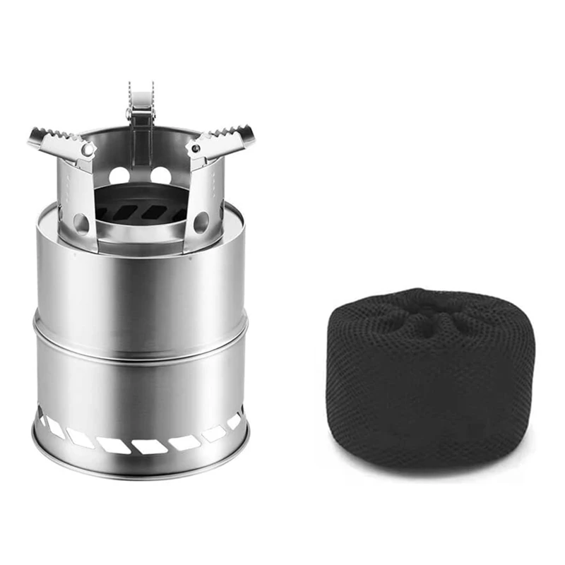 

8 Inch Stainless Steel Camping Stove,Portable Wood Burning Foldable Backpacking Stove Camping Stove For Outdoor