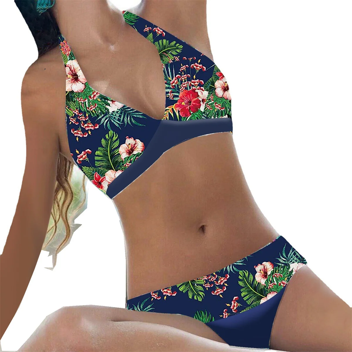 

Bikinis 2022 Woman Two Piece New Sexy Print Swimsuit Lace High Waist Push Up Swimwear Bikini Backless Female Beach Set Beachwear