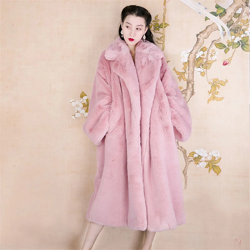 Fashionable Temperament Imitation Mink Coat Women's 2022 Autumn And Winter New Korean Version Loose Mid-length Faux Fur Coat