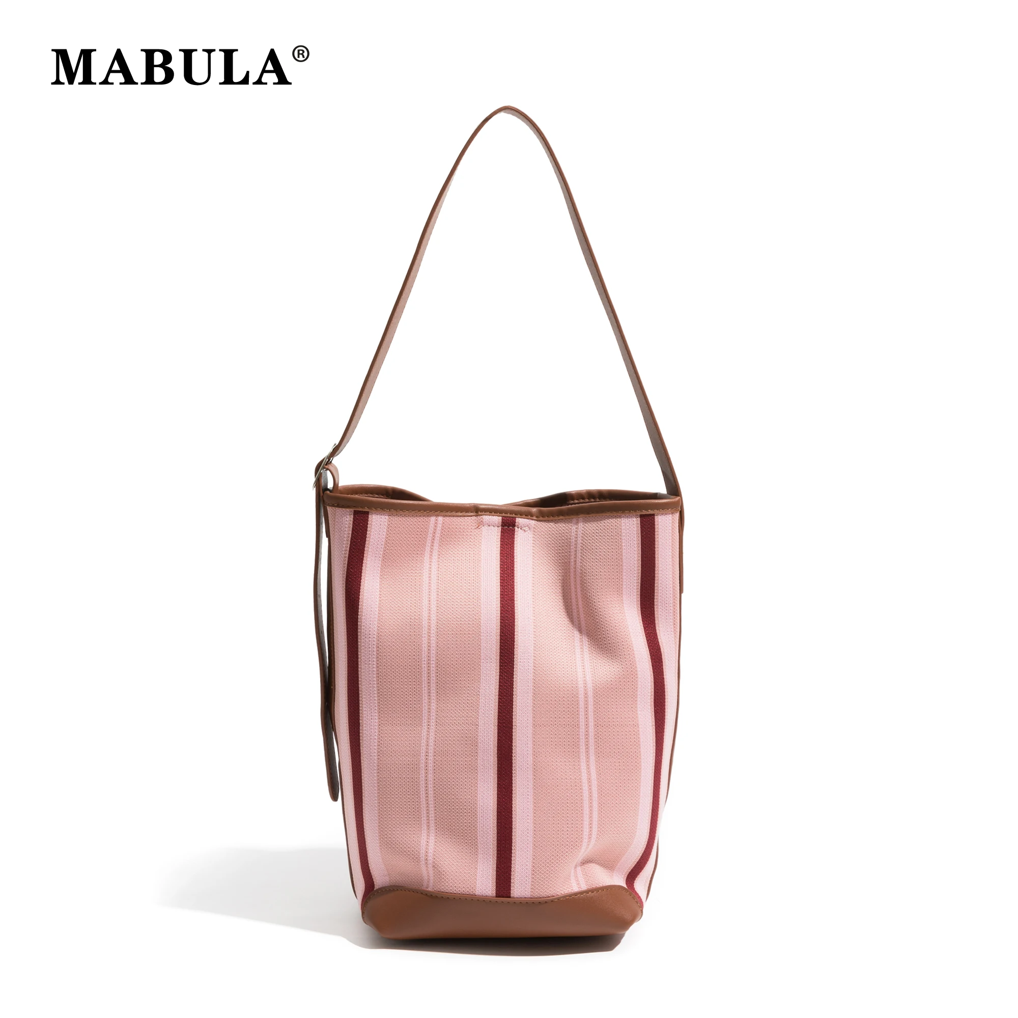 

MABULA Bohemian Striped Bucket Shoulder Bag for Women Set Large Capacity Hobo Purse Adjustable Strap Crossbofy Shopper Handbag