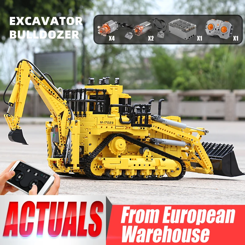 Mould King 17023 MOC высокотехнологичное приложение для бульдозера пневматический