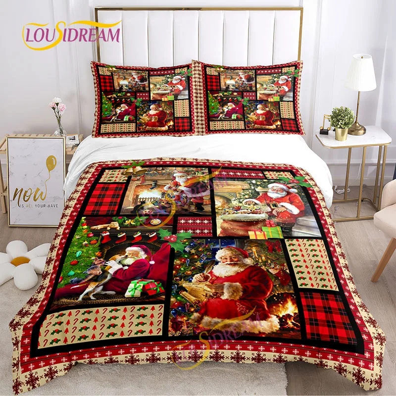 

Christmas Day Atmosphere Bed Sheet Quilt/Pillowcase Four Seasons Santa Claus Bedding Extra Large Set Soft Pillowcase Quilt Cover