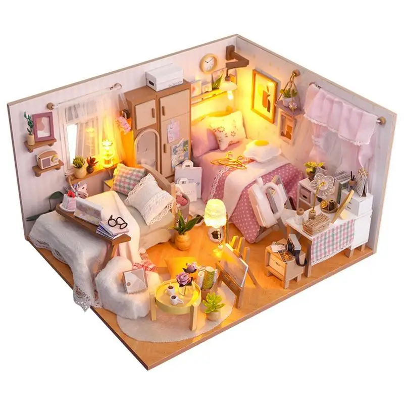 

Dollhouse Miniature DIY Kit Miniature Wooden Kit For Adults Reusable Mini Dollhouse Toys With Dust Proof Cover And Furniture For