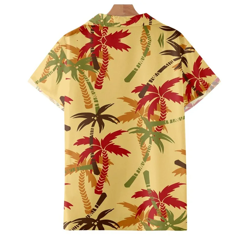 2022 New Hawaiian Coconut 3D Printing Casual Cuban Short Sleeved Shirt Men's Fashion Shirts for Tourism Vacation Beach