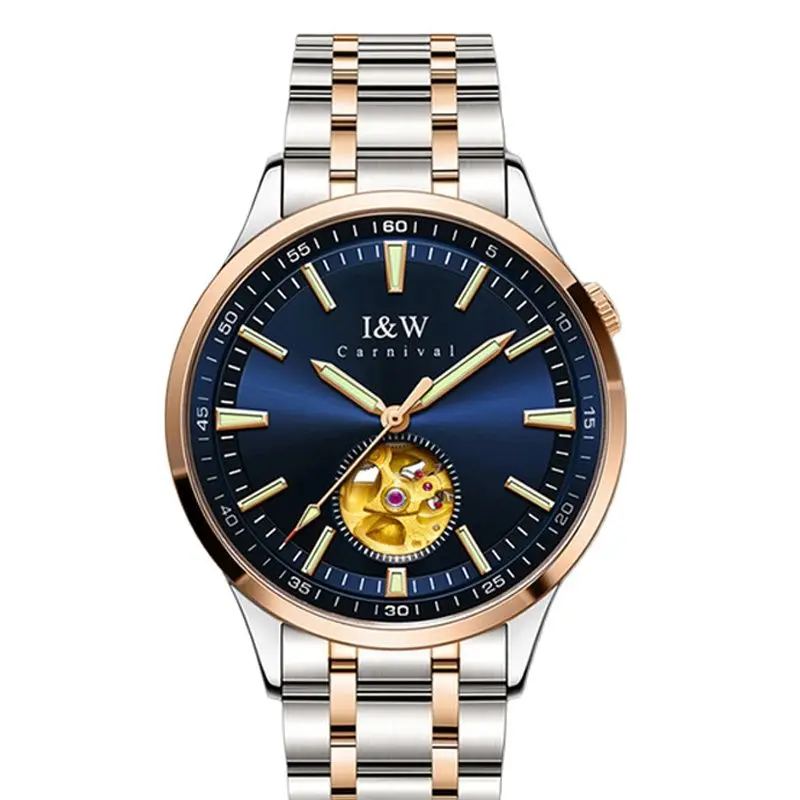

Switzerland Luxury Brand I&W CARNIVAL Japan MIYOTA Automatic Mechanical Men's Watches Sapphire Luminous Waterproof Skeleton C590