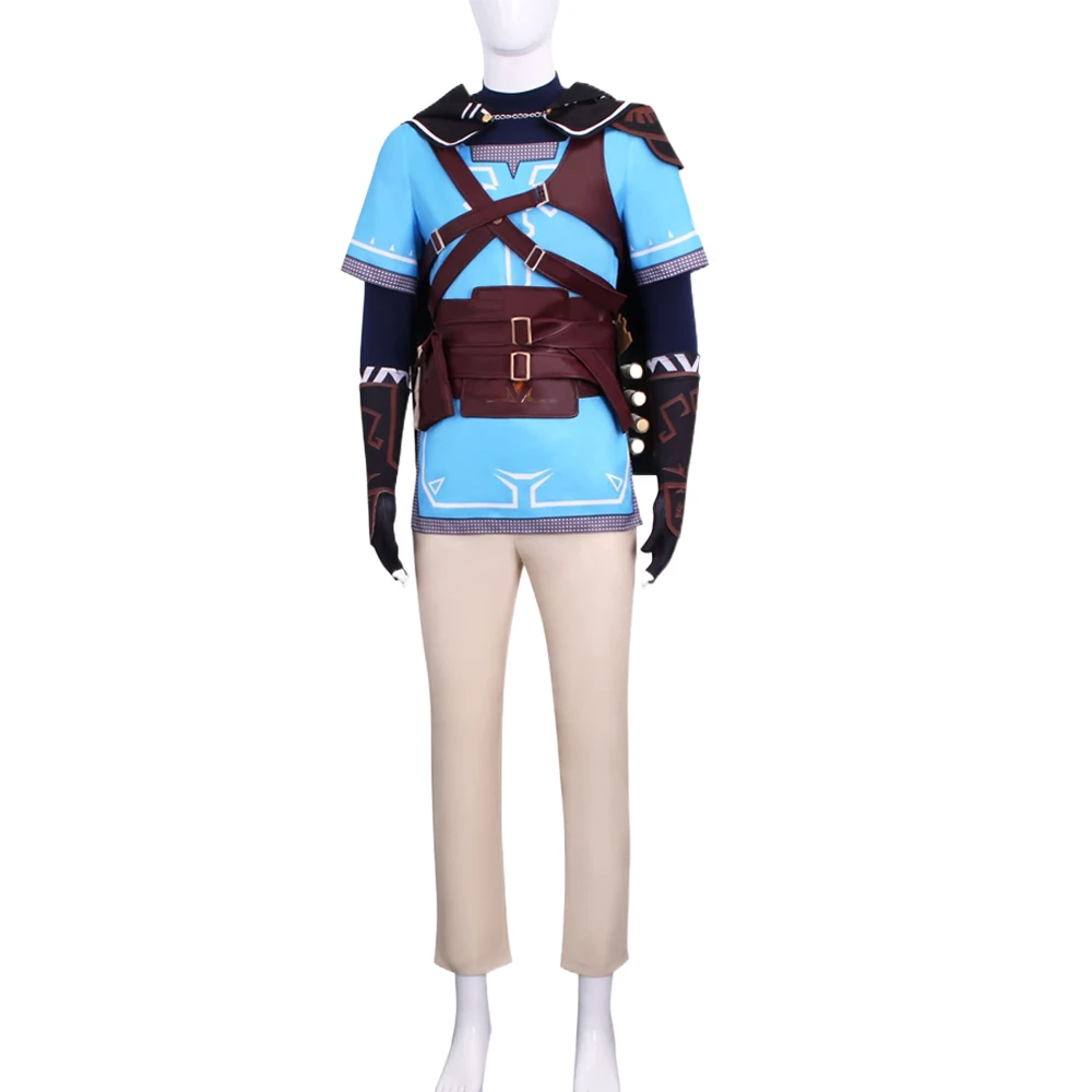 Легенда Слезы Королевства Link Косплей Костюм Зельда Парик Синяя Туника Плащ