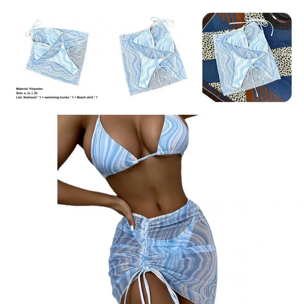

3 шт./компл., популярный Воздухопроницаемый летний комплект бикини, пляжная одежда, плавательная юбка, мягкая для спа