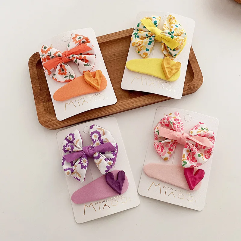 

2 шт./упаковка, детские заколки для волос с бантом