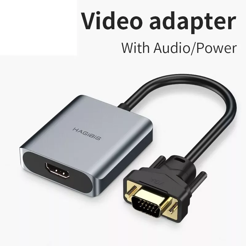 

Hagibis VGA to HDMI-compatible Adapter With 3.5mm AUX Audio Jack 1080P Male to Female Converter for PC Laptop HDTV Projector