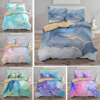 Chic Girly Marble Duvet Cover Colorful Glitter Turquoise Bedding Comforter Set Abstract Aqua Teel Blue Quilt Cover