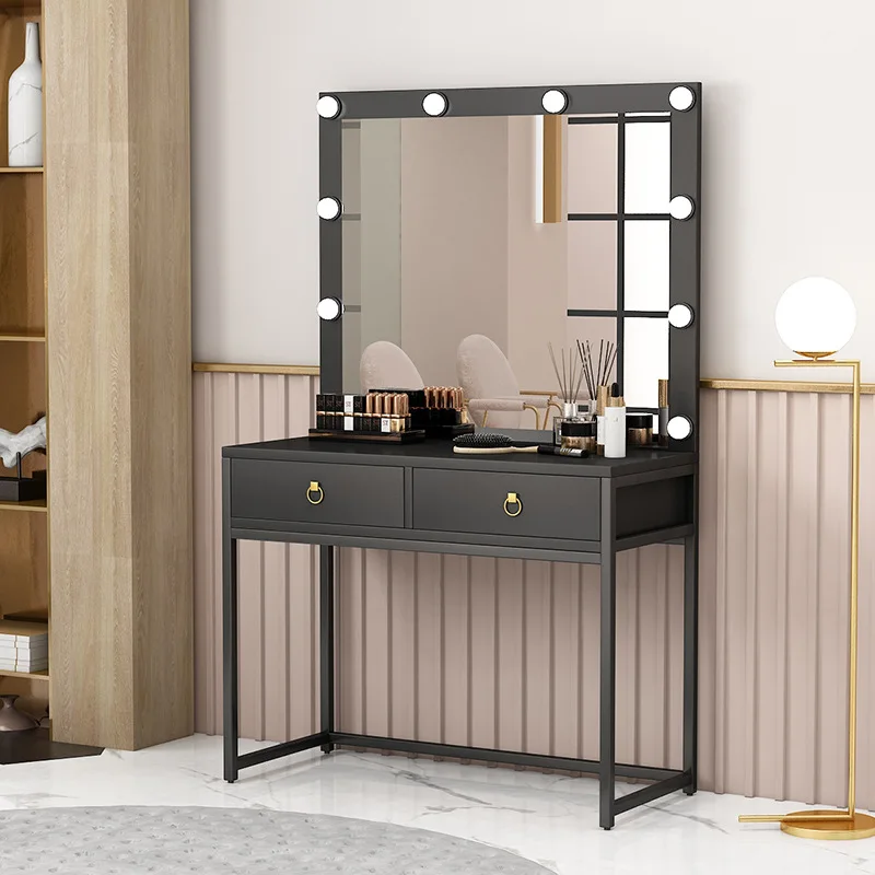 Туалетный столик для макияжа с 9 светодиодами спальни тумбочка полки хранения