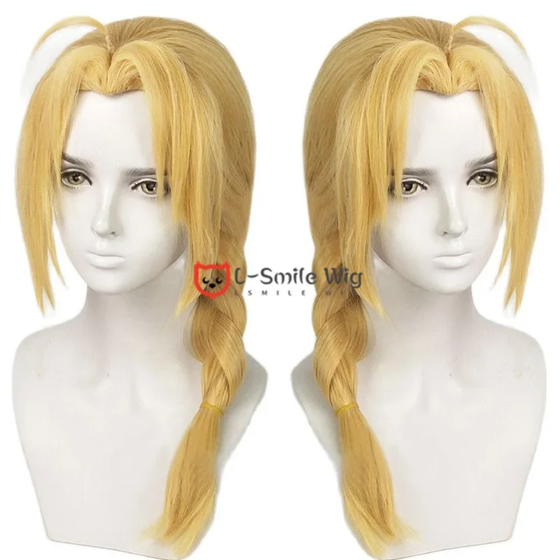 Эдвард Элрик 50 см длинный блондин плетеный парик для косплея аниме термостойкие