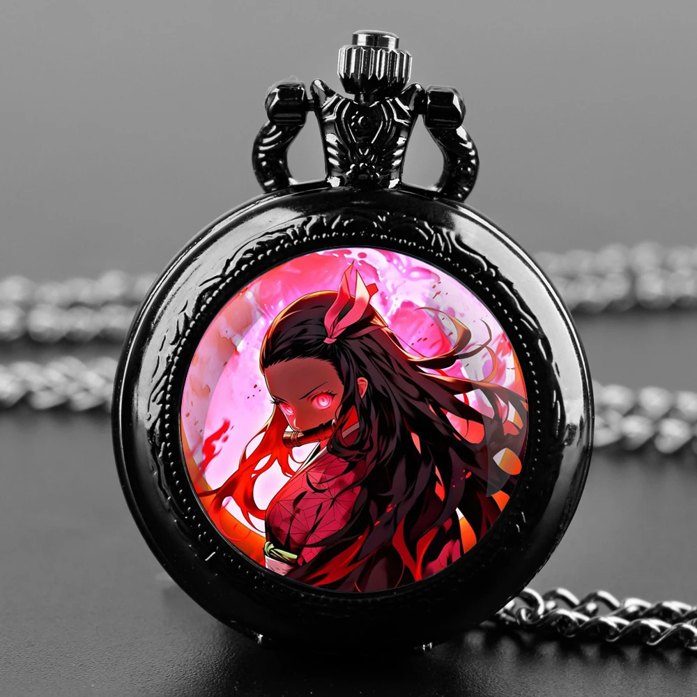 Demon Slayer Nezuko Kamado Blood Moon карманные часы в стиле аниме винтажные часы-цепочка для