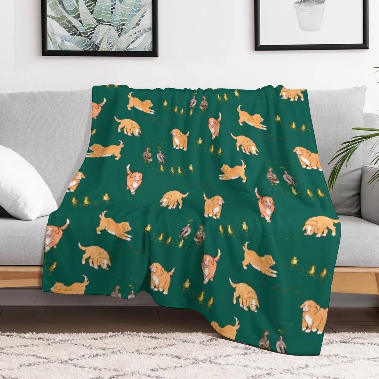 Toller Puppies and Ducklings - лесно-зеленое одеяло одеяла и пледы термостойкие свободные