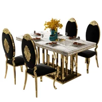 Luxury dinning dining chair table set black white wedding banquet metal industrial hot sale chair furniture pu leather