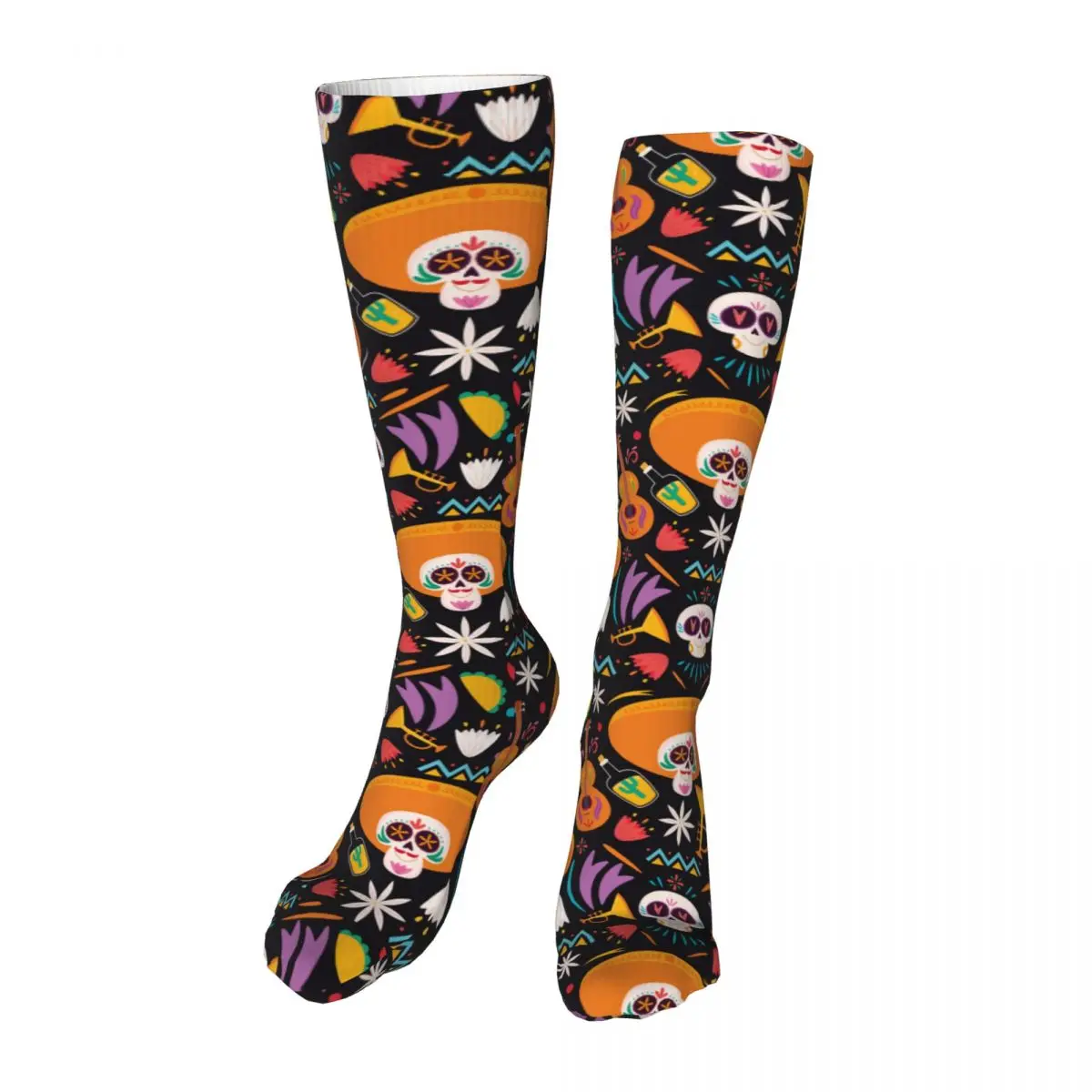 

Cycling Compression Stockings Colorful Day Of Dead Skull Flying Swelling Sports Socks Men Women Hiking Running Socks