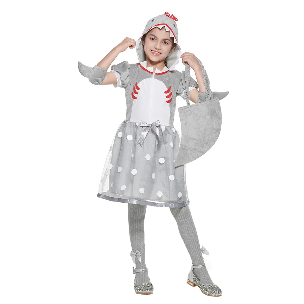

Halloween Gray Shark Costumes Animal Cosplay Suit Girls Children's Day Costumes