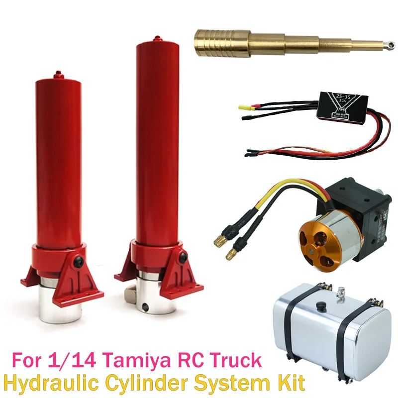 

Metal Hydraulic Oil Cylinder /pump/tank/ESC for 1/14 Tamiya RC Truck Trailer Tipper Scania 770S R620 Benz Actros Volvo MAN Part